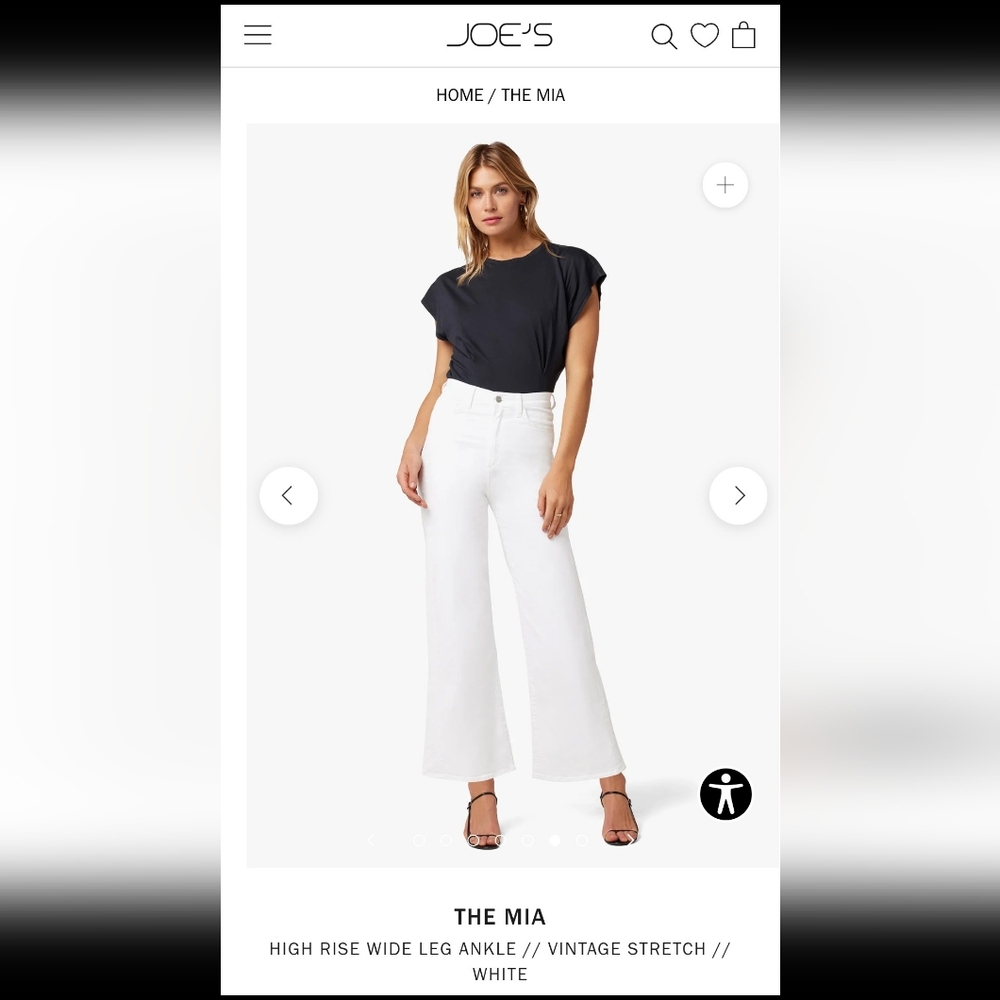 Joe's Sz 27 'The Mia' White Wide Leg White Jeans